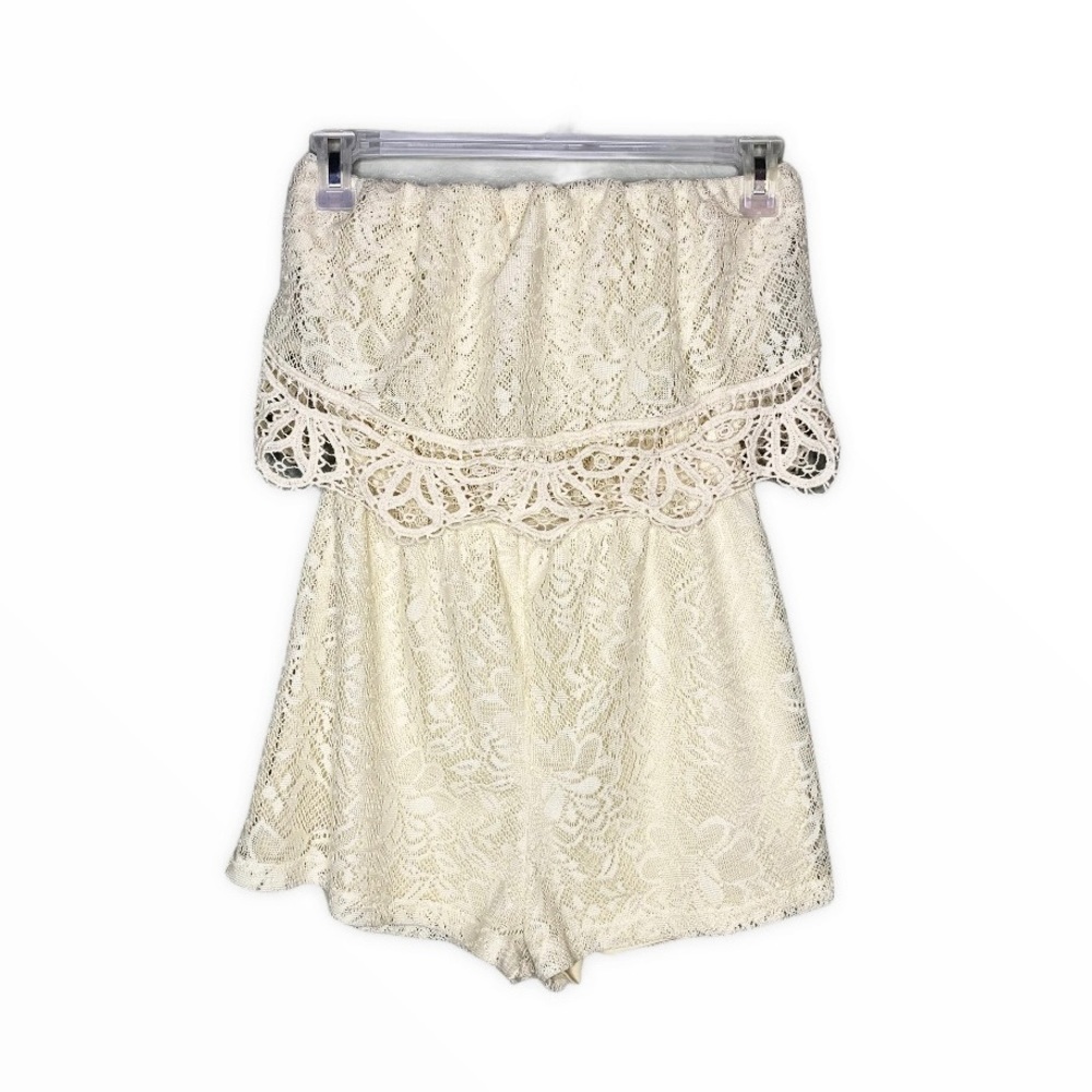 Maurices Lace Overlay Off Shoulder Romper